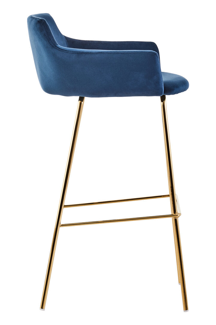 Devon Velvet Low Back Bar Chair Blue 