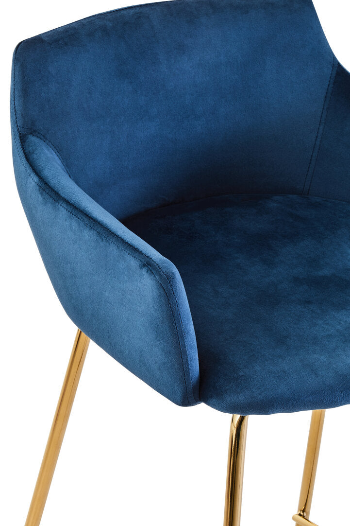 Devon Blue Velvet Low Back Bar Chair