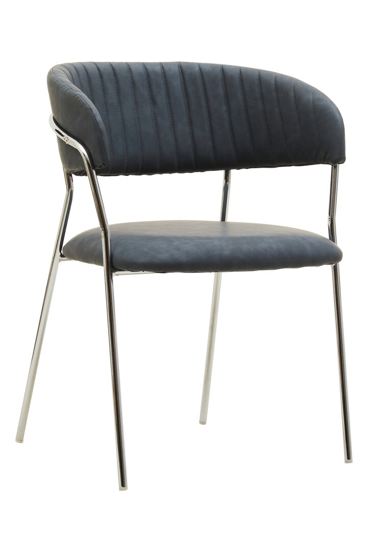 Devon Dark Grey Leather Curved Dining Chair