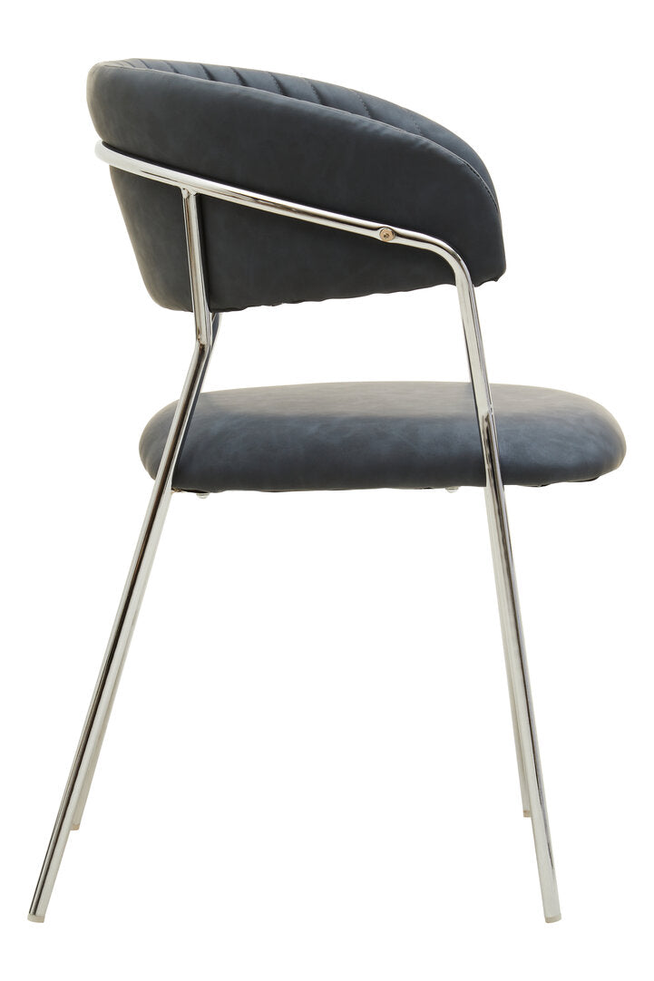 Devon Dark Grey Leather Curved Dining Chair
