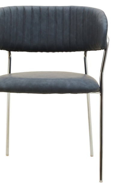 Devon Dark Grey Leather Curved Dining Chair