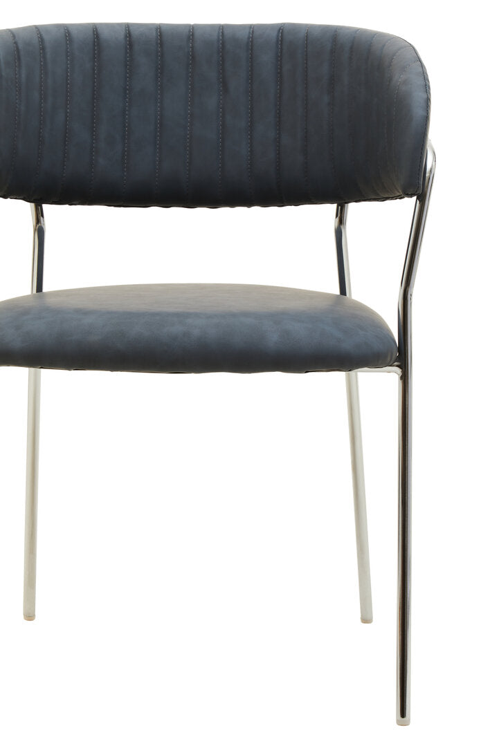 Devon Dark Grey Leather Curved Dining Chair