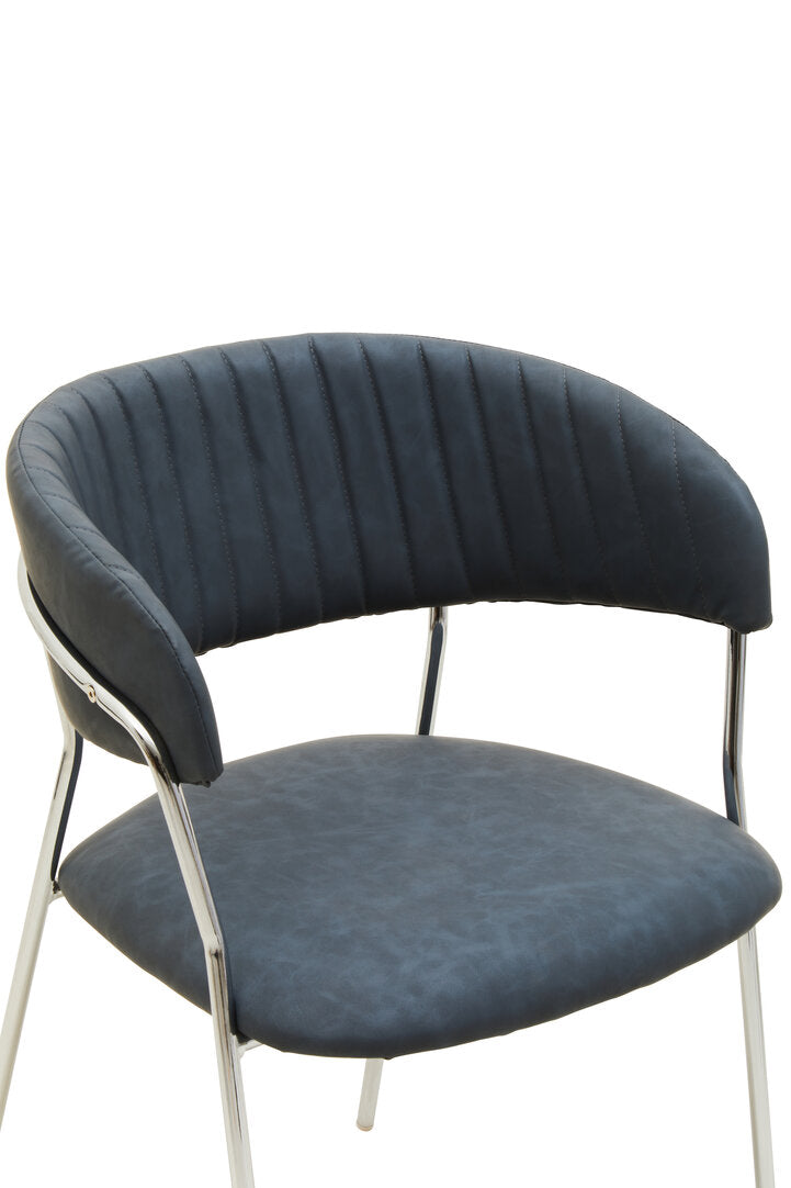 Devon Dark Grey Leather Curved Dining Chair