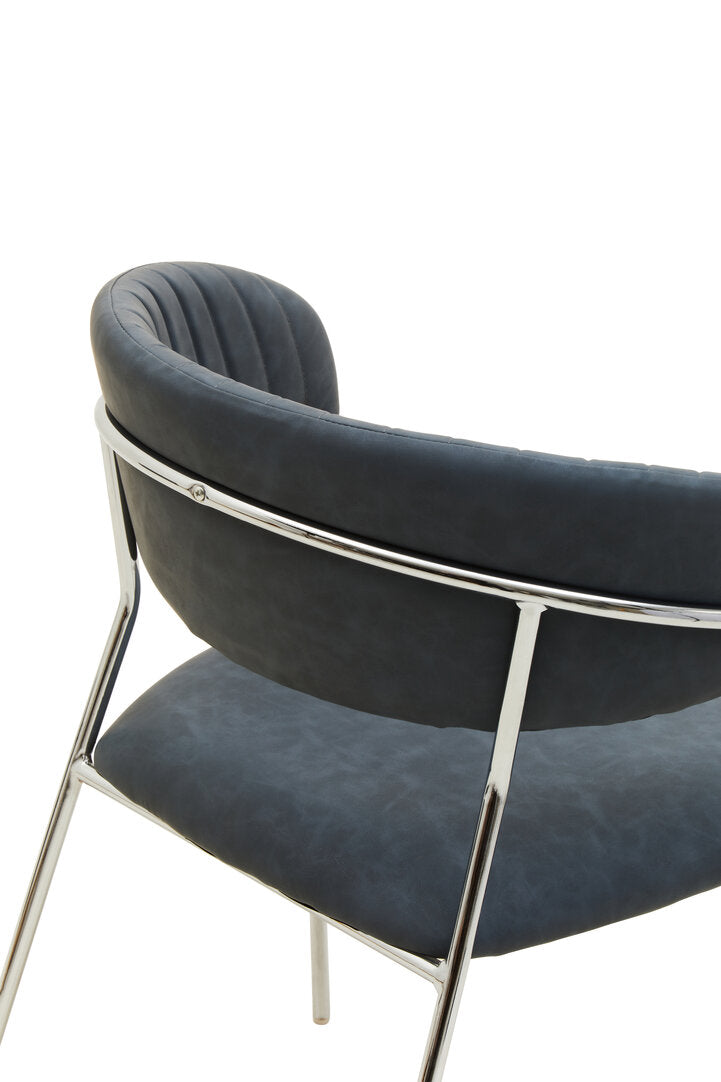 Devon Dark Grey Leather Curved Dining Chair