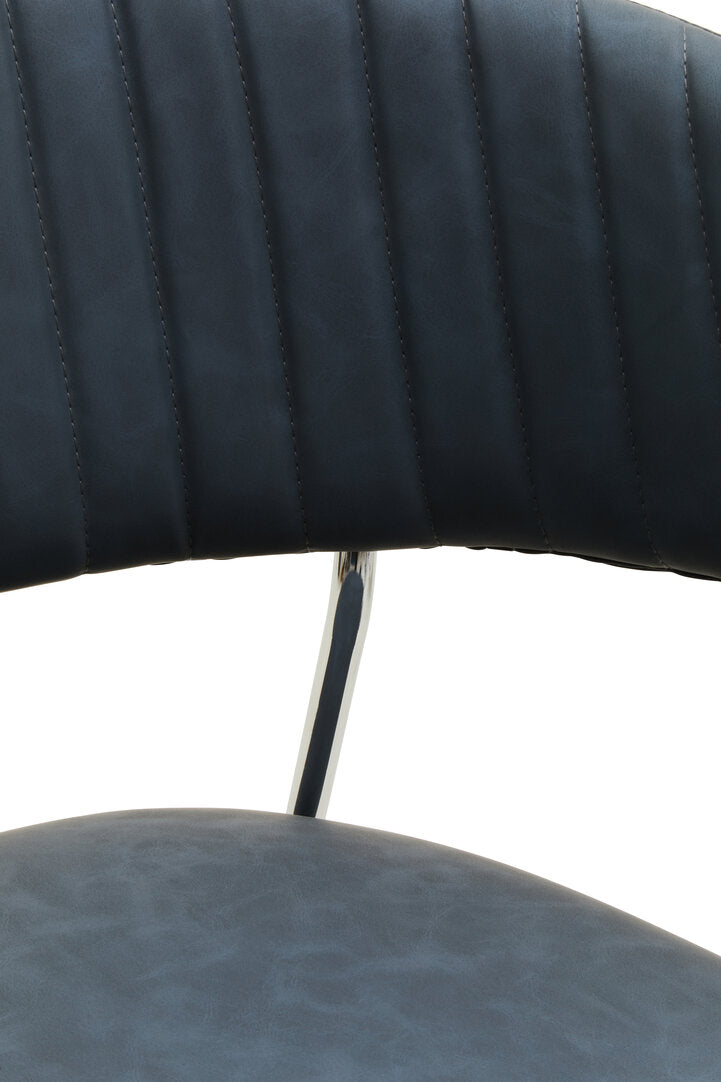 Devon Dark Grey Leather Curved Dining Chair