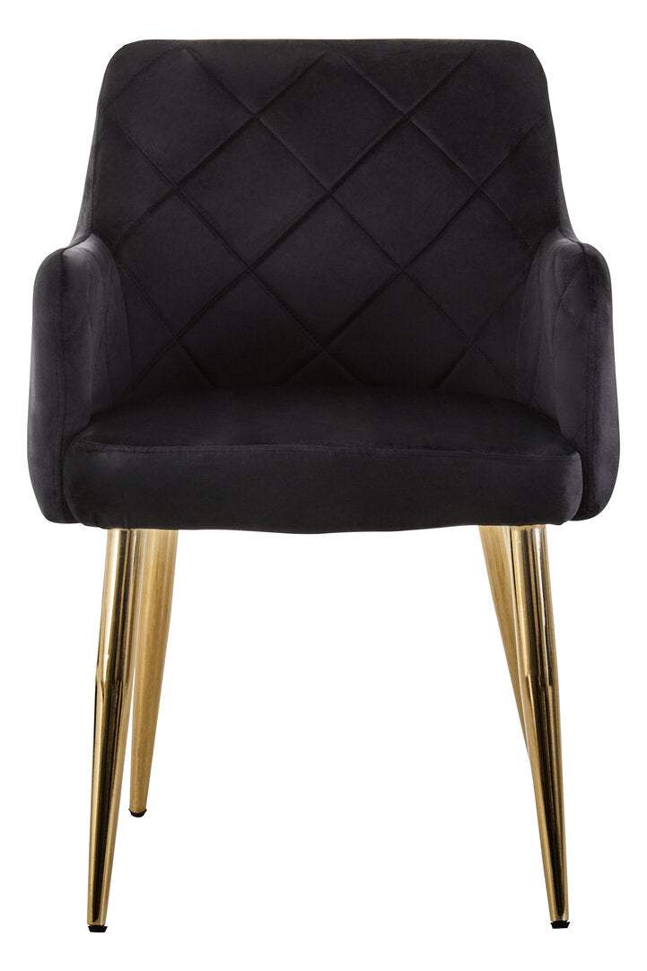 Devon Black Velvet Angular Dining Chair