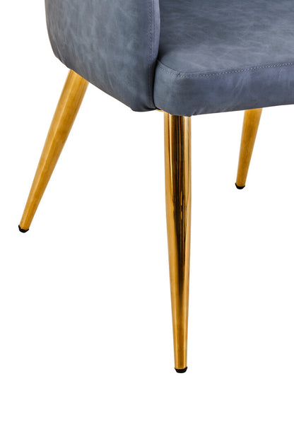 Devon Dark Grey Leaather Effect Angular Dining Chair