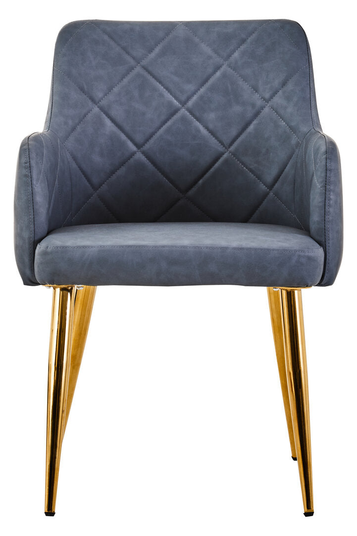 Devon Dark Grey Leaather Effect Angular Dining Chair