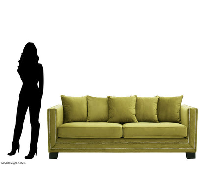 Kensington 3 Seat Moss Velvet Sofa