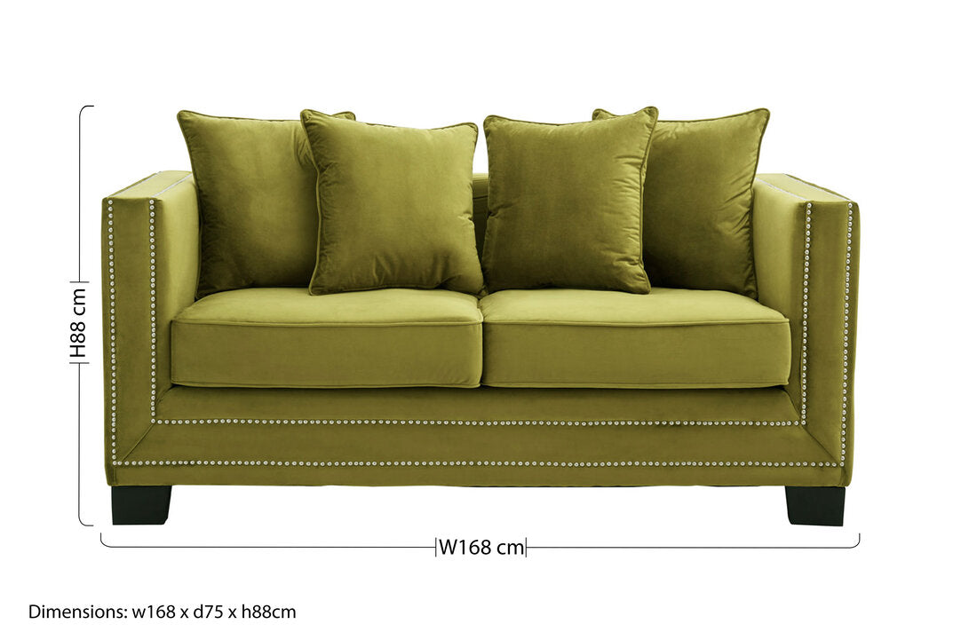 Kensington 2 Seat Moss Velvet Sofa