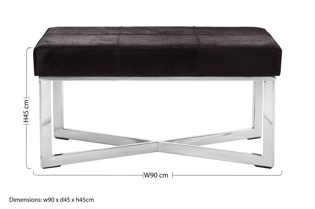 Vienna Townhouse Leather Bench Black 