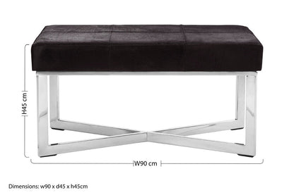 Vienna Townhouse Leather Bench Black 