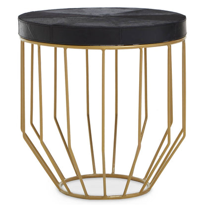Vienna Hair On Leather Round Side Table 