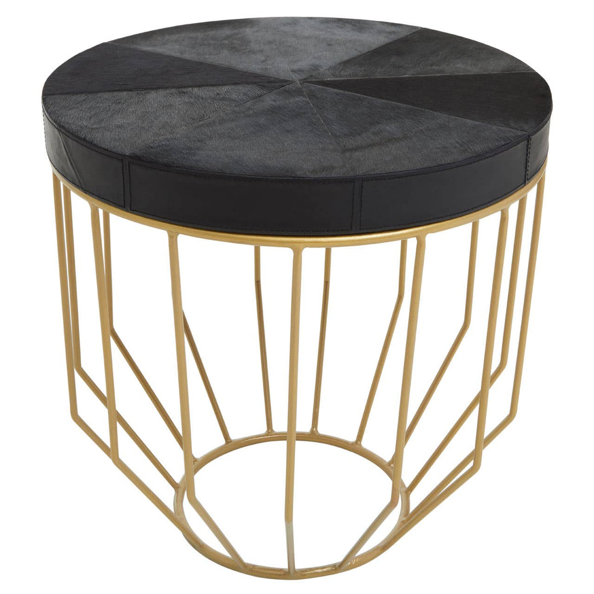 Vienna Hair On Leather Round Side Table 