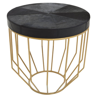 Vienna Hair On Leather Round Side Table 