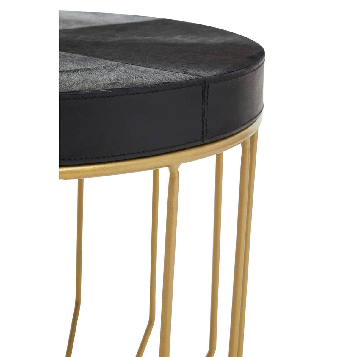 Vienna Hair On Leather Round Side Table 