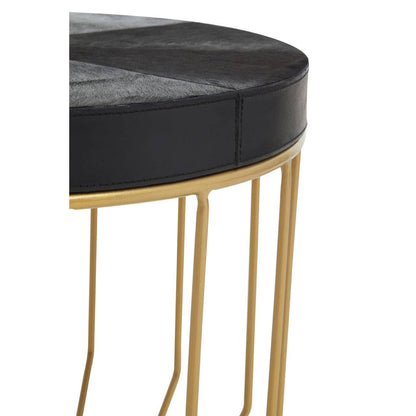 Vienna Hair On Leather Round Side Table 