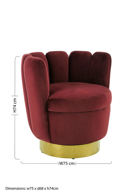 Como Wine Velvet Accent Chair