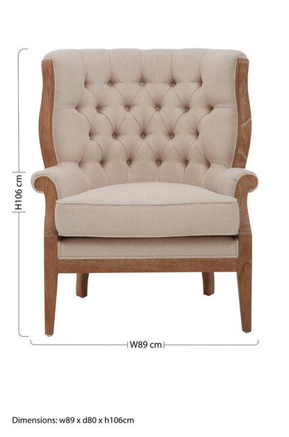 Savannah Cream Chair with Tufted Back