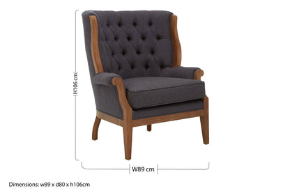 Savannah Graphite Grey Chair with Tufted Back