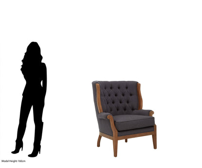 Savannah Graphite Grey Chair with Tufted Back