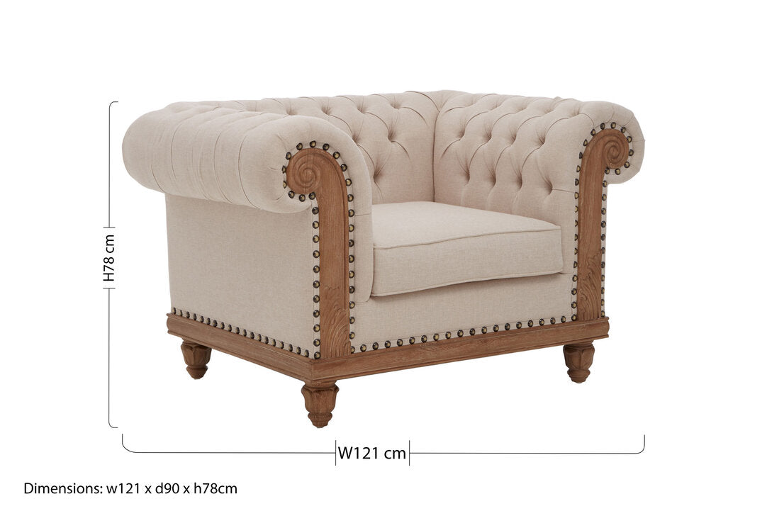Savannah Chesterfield Cream Armchair