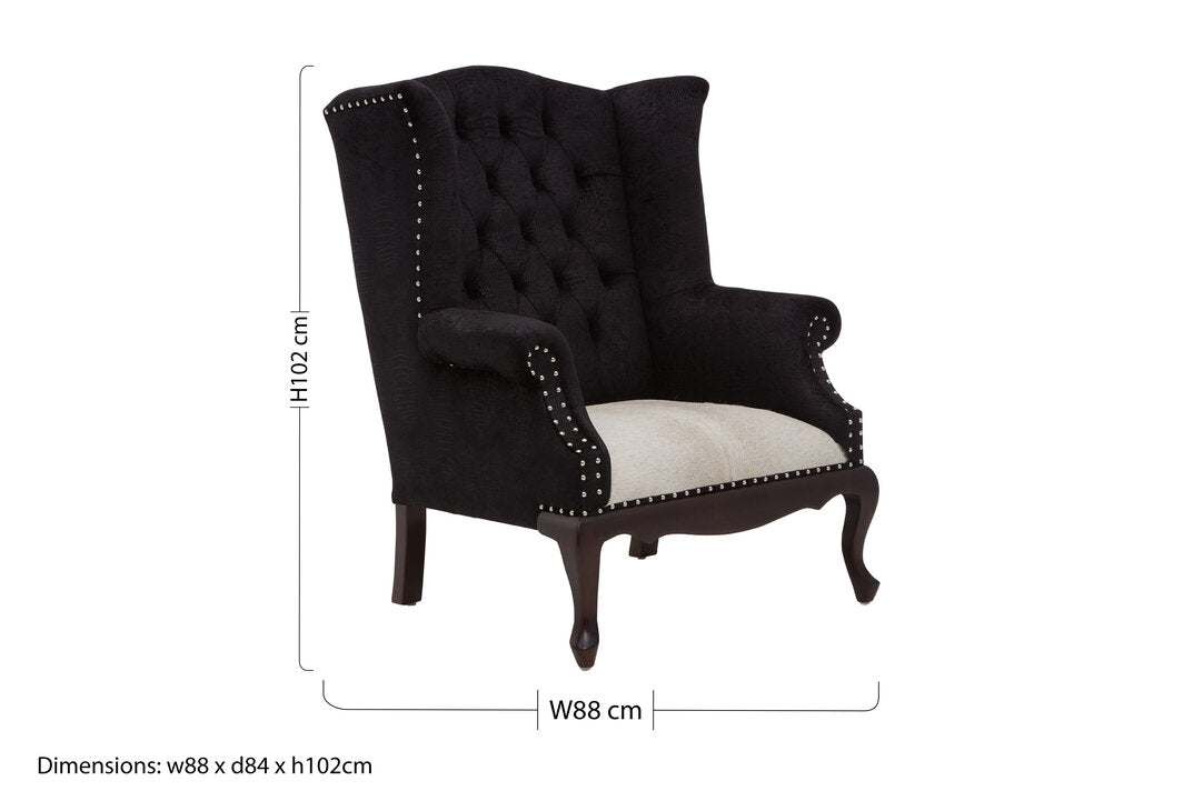 Brooklyn Black Textured Chair with Tufted Back