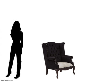 Brooklyn Black Textured Chair with Tufted Back