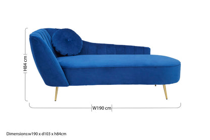 Carlton Midnight Blue Velvet Left Arm Chaise Longue