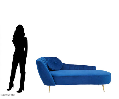 Carlton Midnight Blue Velvet Left Arm Chaise Longue