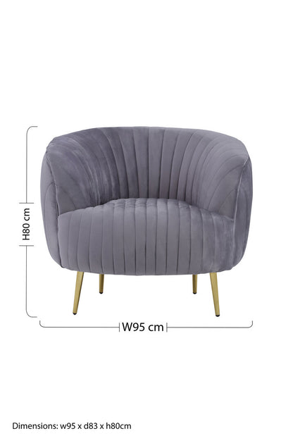 Stirling Grey Velvet Chair With Gold Legs