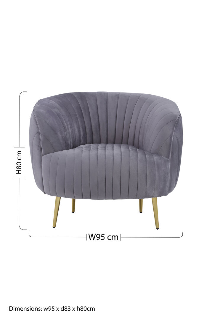 Stirling Grey Velvet Chair With Gold Legs