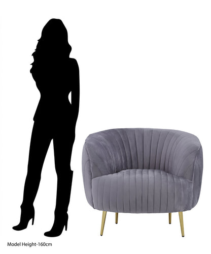 Stirling Grey Velvet Chair With Gold Legs