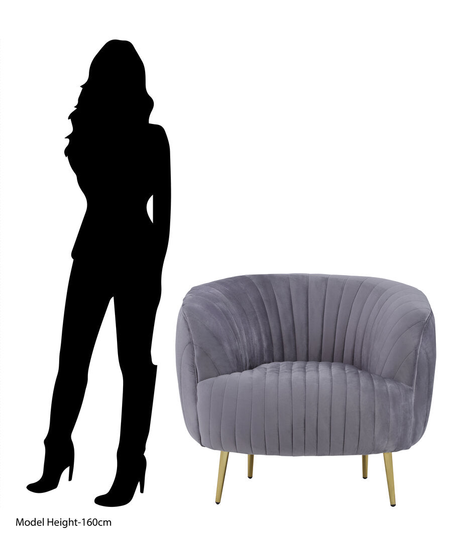 Stirling Grey Velvet Chair With Gold Legs