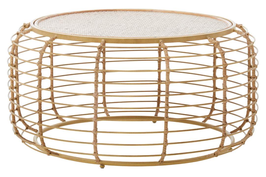 Bath Round Coffee Table With Rattan Top