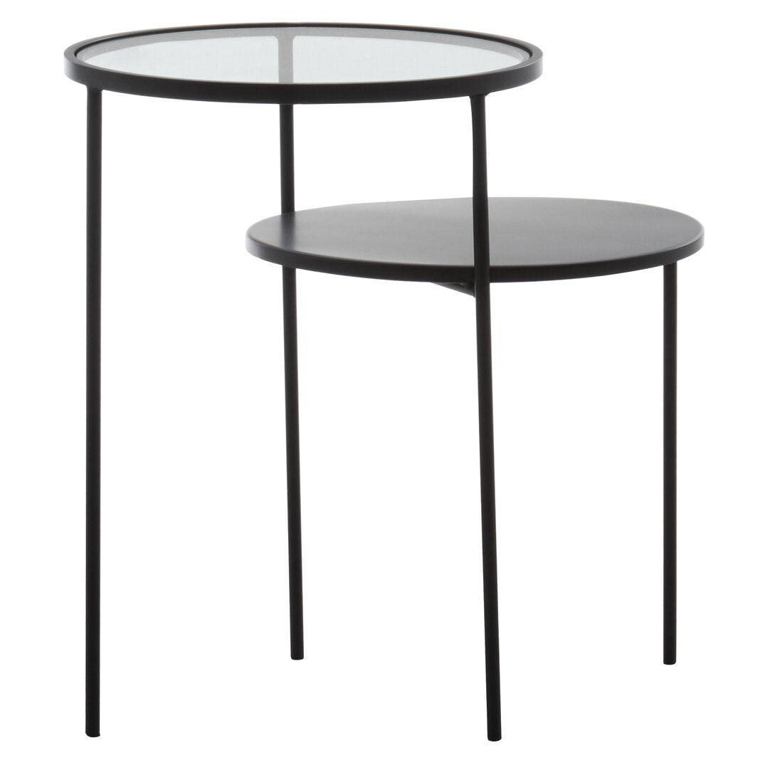 Bath End Table With Glass And Metal Tops