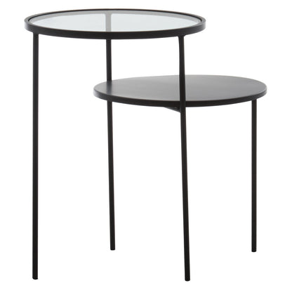 Bath End Table With Glass And Metal Tops