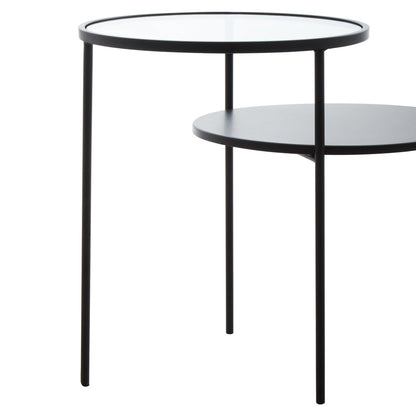 Bath End Table With Glass And Metal Tops
