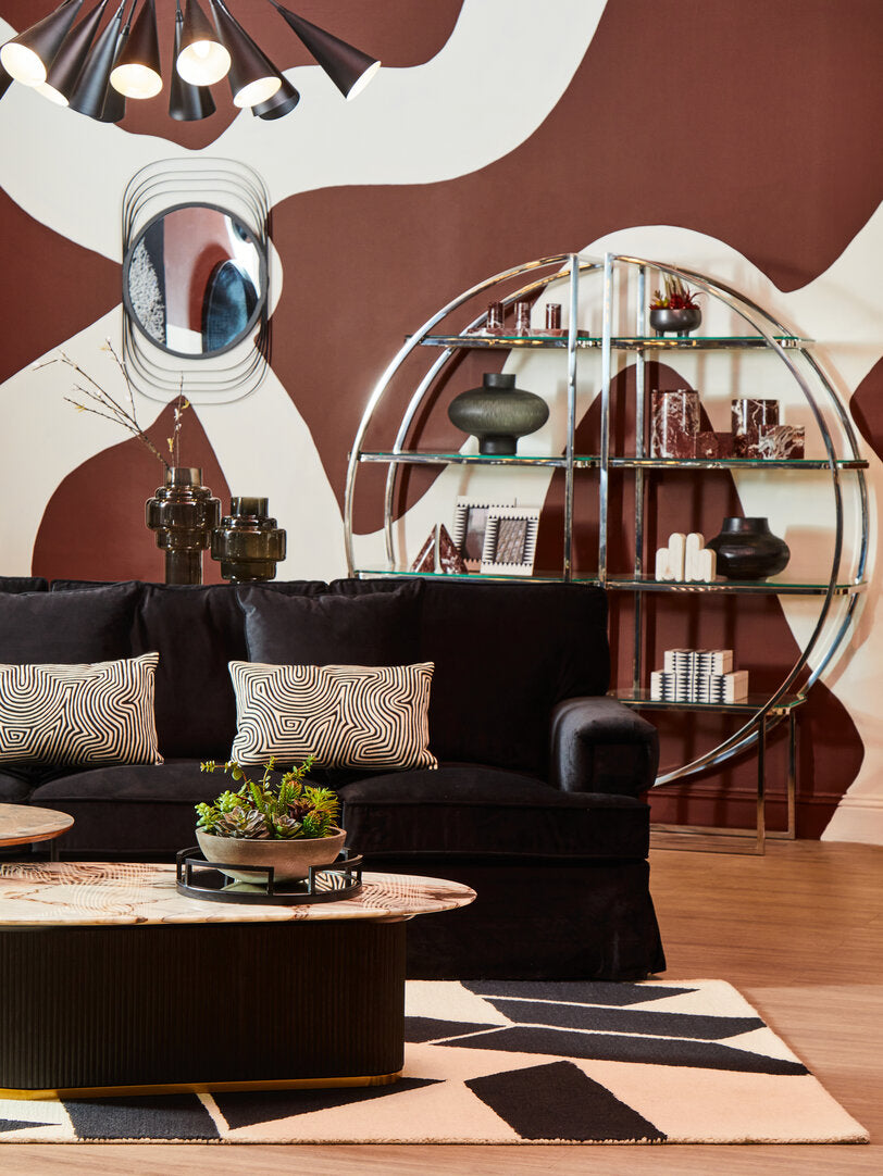 Whitby Three Seat Black Velvet Sofa