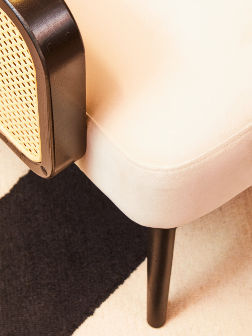 Mayfair Cream Velvet and Rattan Armchair