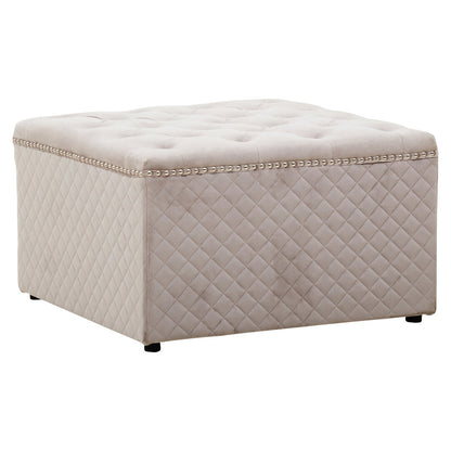 Windsor Square Velvet Ottoman Mink 