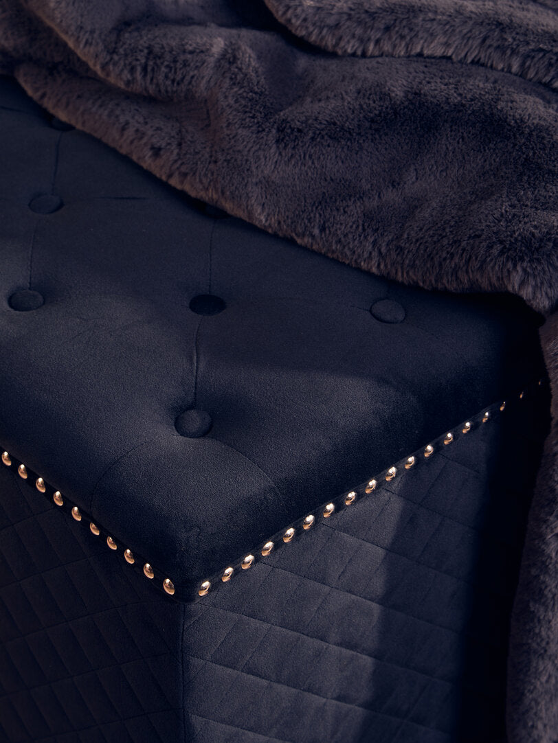 Windsor Square Black Velvet Ottoman