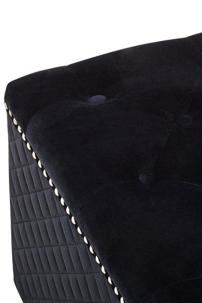 Windsor Square Black Velvet Ottoman