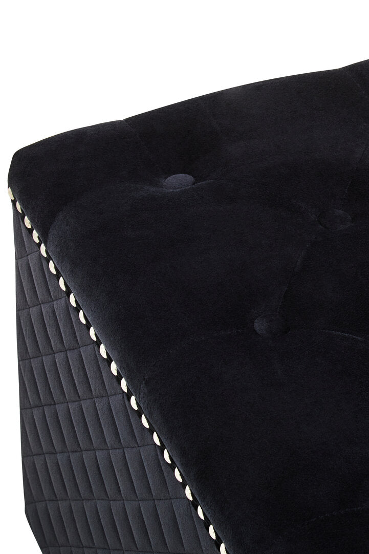 Windsor Square Black Velvet Ottoman