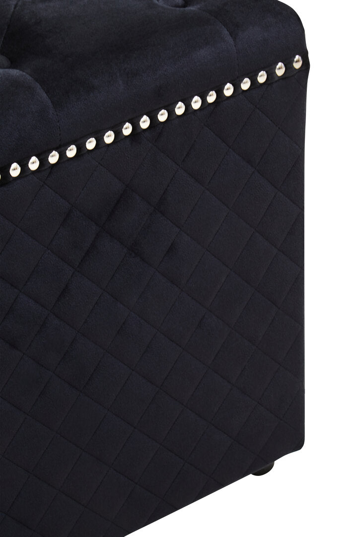 Windsor Square Black Velvet Ottoman