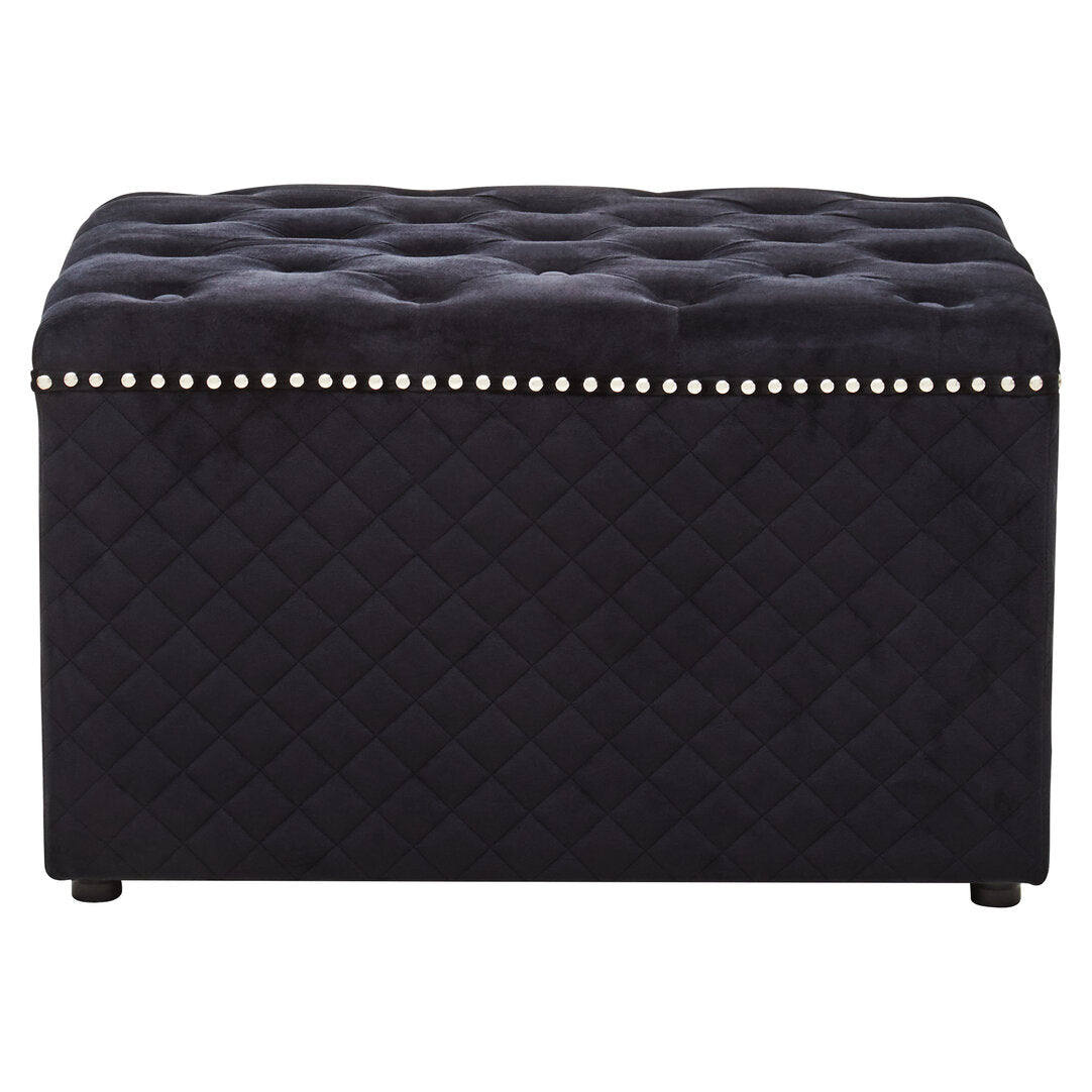 Windsor Square Black Velvet Ottoman