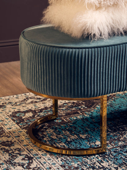 Windsor Green Velvet Ottoman Bench With Gold Finish Legs
