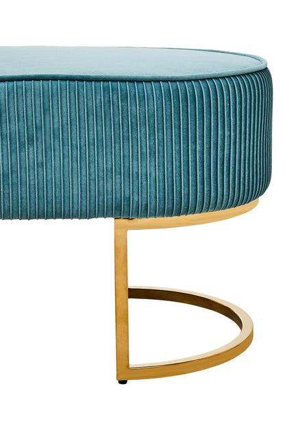 Windsor Green Velvet Ottoman Bench With Gold Finish Legs
