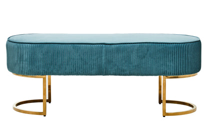 Windsor Green Velvet Ottoman Bench With Gold Finish Legs