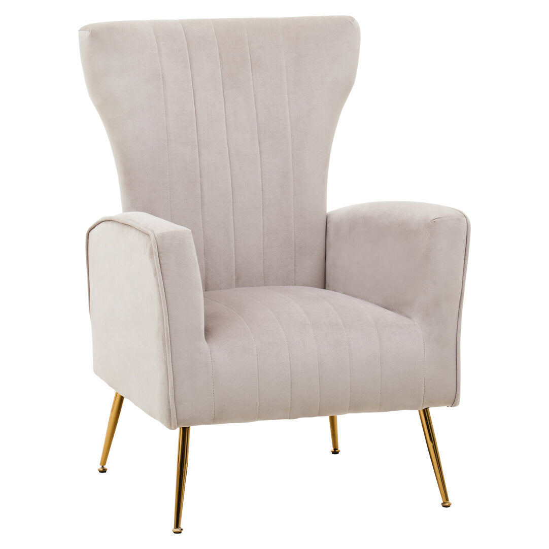 Windsor Mink Velvet Accent Chair With Gold Finish Legs